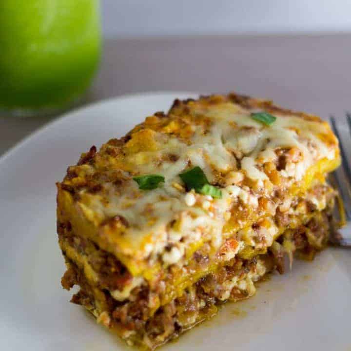 a plate with Plantain Lasagna.