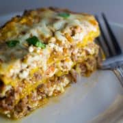 Plantain Lasagna, a sweet and savory version of lasagna, made with sweet plantains, beef, and cheese. | nashifood.com