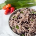 rice with pigeon peas and coconut served in a bowl