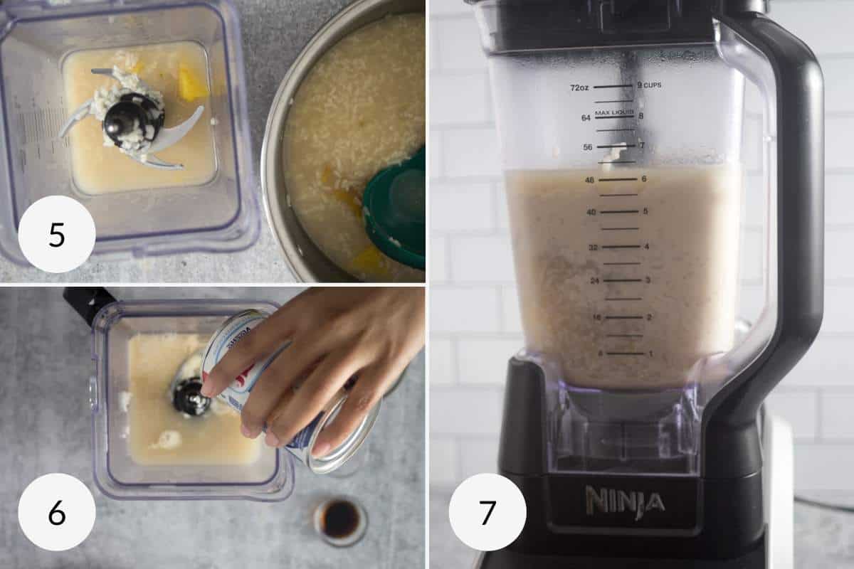 Step by step photos showing how to blend the drink