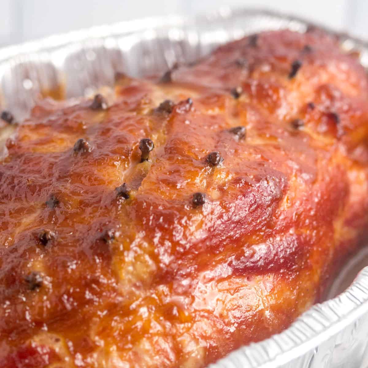 baked ham on a baking pan