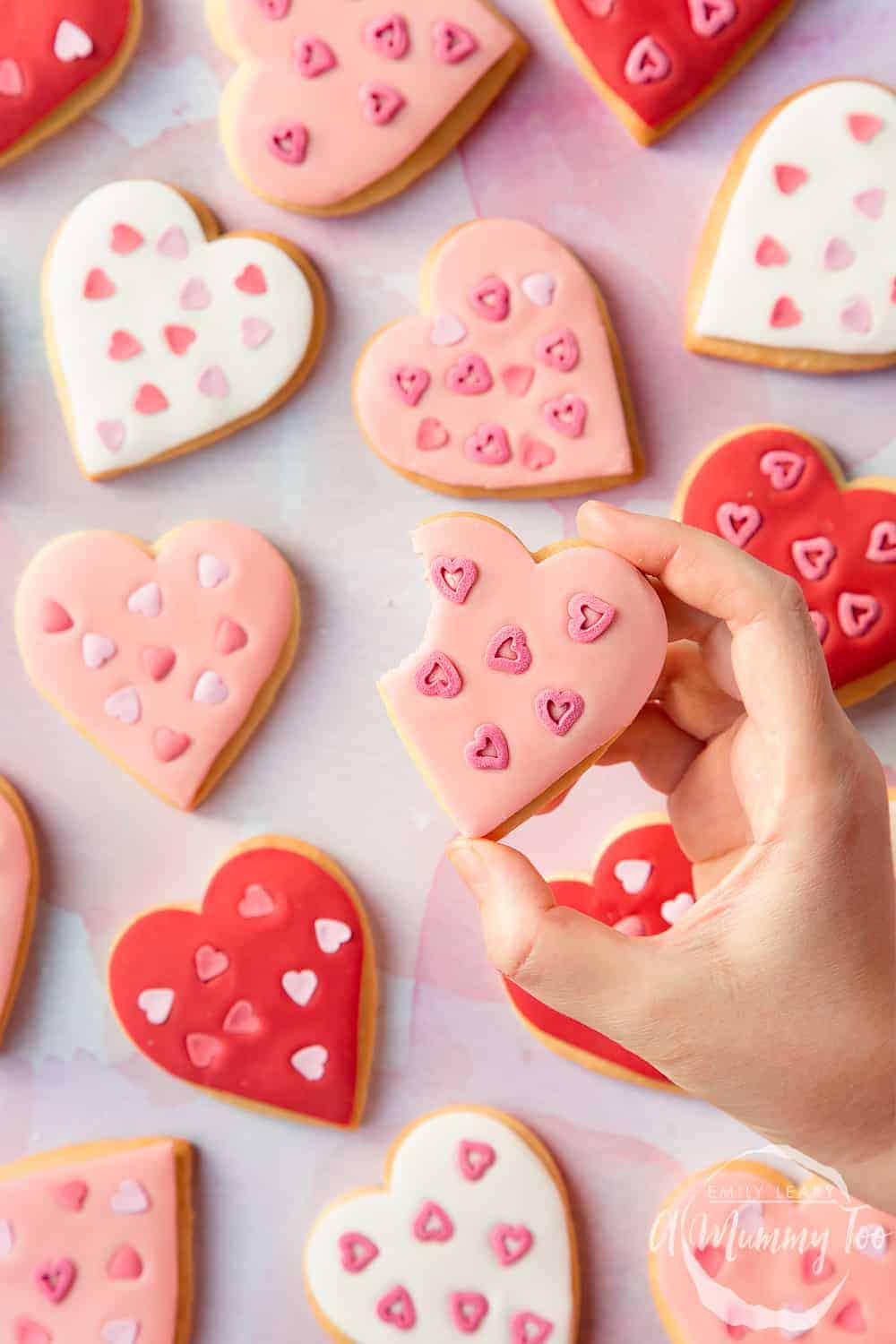 heart shaped cookies with frosting