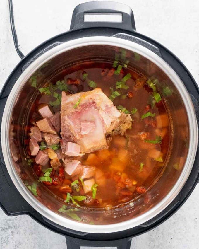 Red Beans and Ham Bone (Porotos con Jamón) in Instant Pot