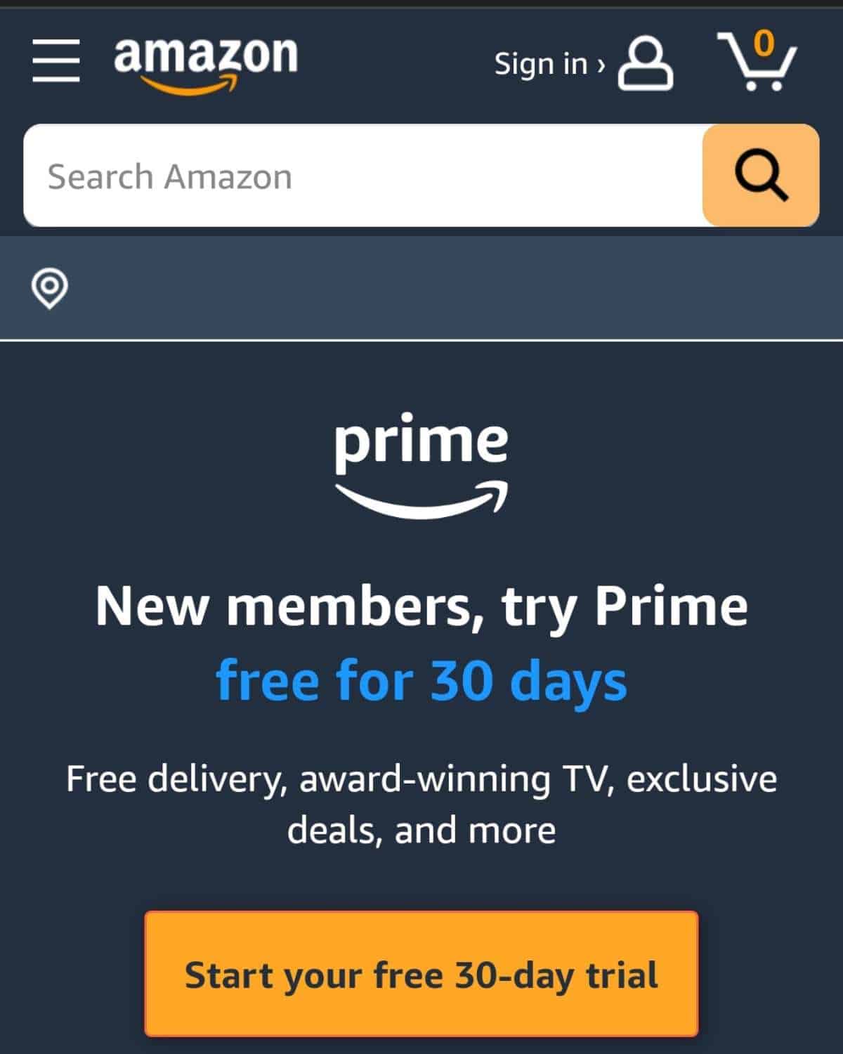 A screenshot of Amazon Prime Membership page.